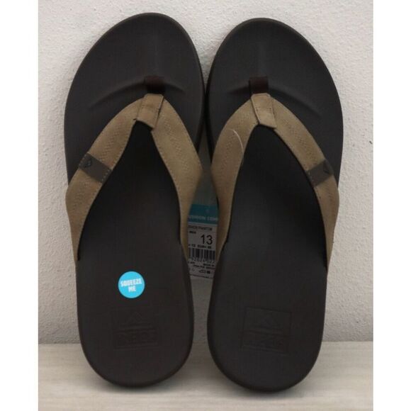 Reef RF0A3FDIBTN Men's 13 Brown/Tan PU Leather Cushion Bounce Phantom Flip-Flops - Picture 2 of 12